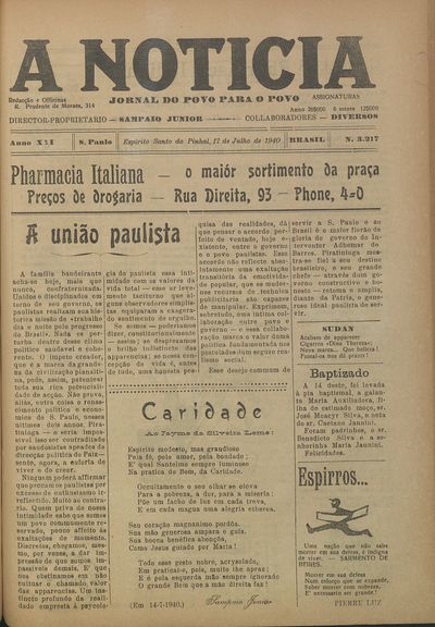 Capa de um dos jornais.