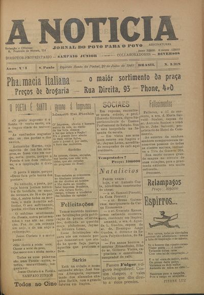 Capa de um dos jornais.
