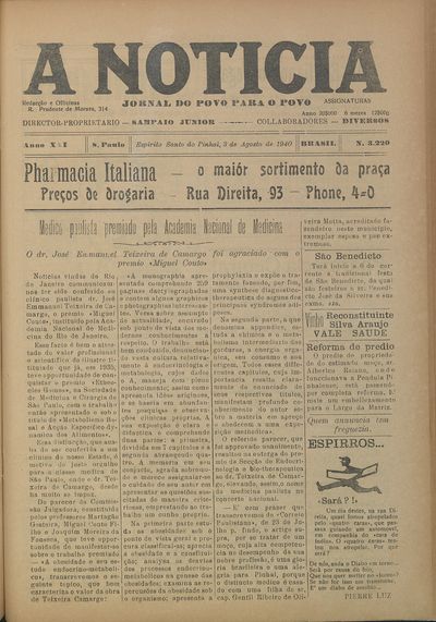 Capa de um dos jornais.