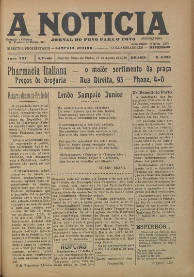Capa de um dos jornais.