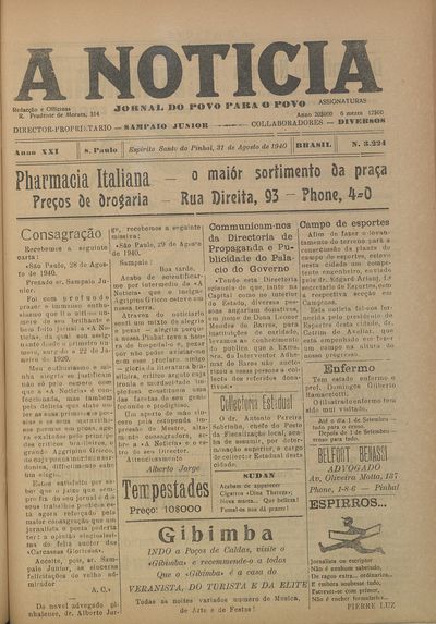 Capa de um dos jornais.