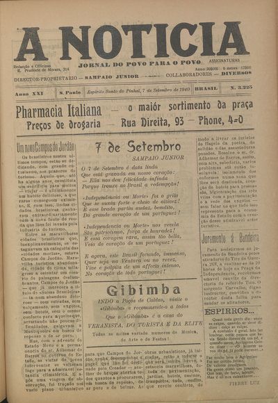 Capa de um dos jornais.
