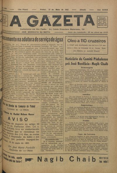Capa de um dos jornais.