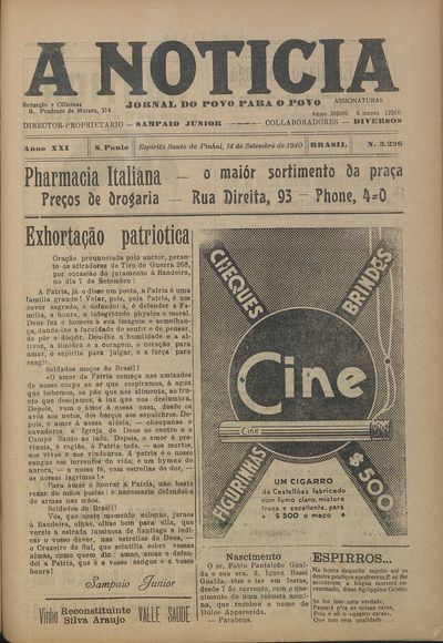 Capa de um dos jornais.