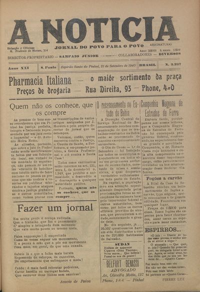 Capa de um dos jornais.