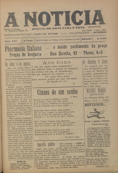 Capa de um dos jornais.