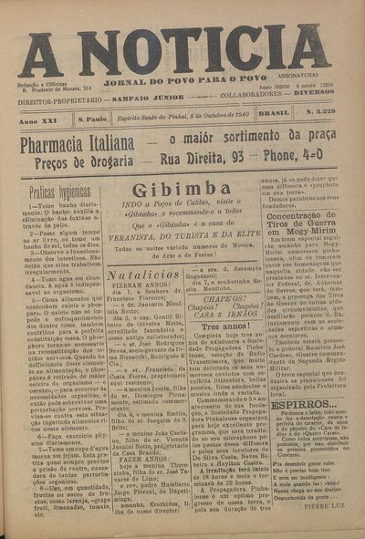Capa de um dos jornais.