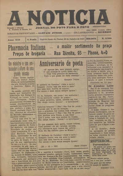 Capa de um dos jornais.