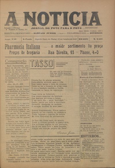 Capa de um dos jornais.