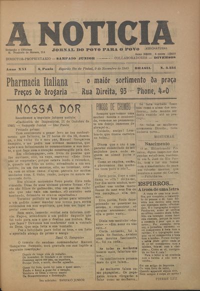 Capa de um dos jornais.