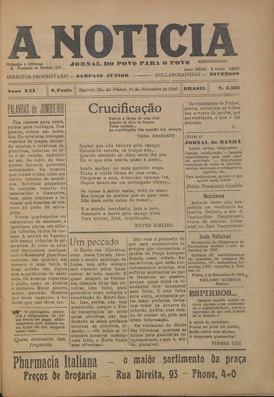 Capa de um dos jornais.