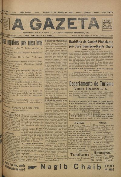 Capa de um dos jornais.