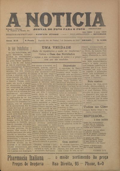Capa de um dos jornais.