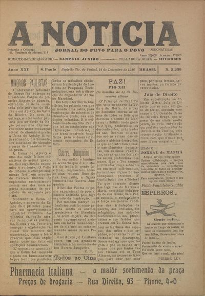 Capa de um dos jornais.
