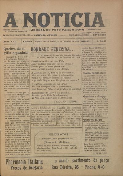 Capa de um dos jornais.