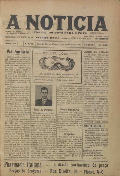 Capa de um dos jornais.