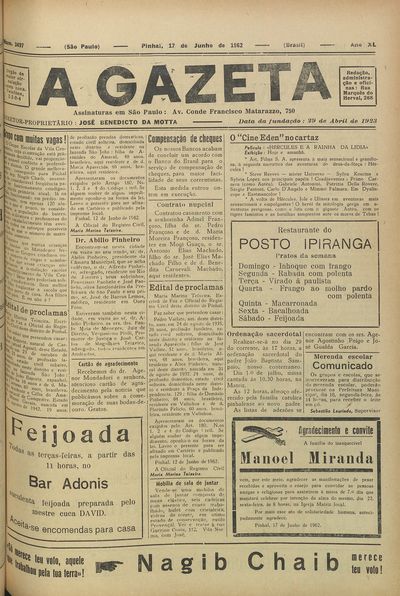 Capa de um dos jornais.