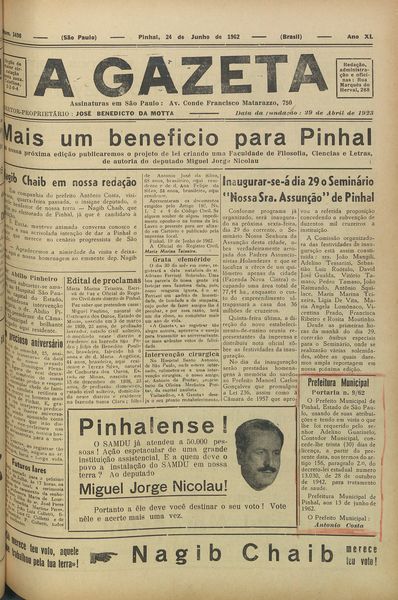 Capa de um dos jornais.