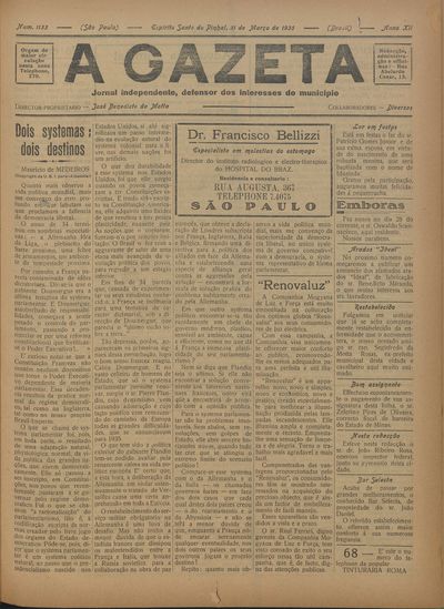 Capa de um dos jornais.