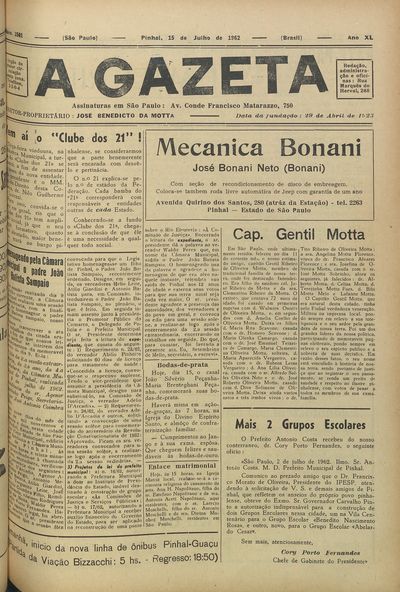 Capa de um dos jornais.