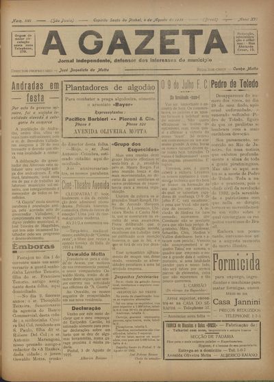Capa de um dos jornais.