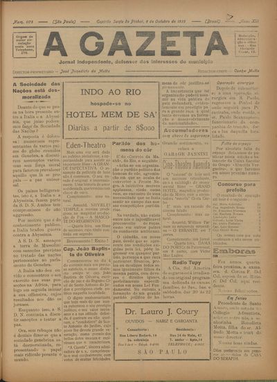 Capa de um dos jornais.