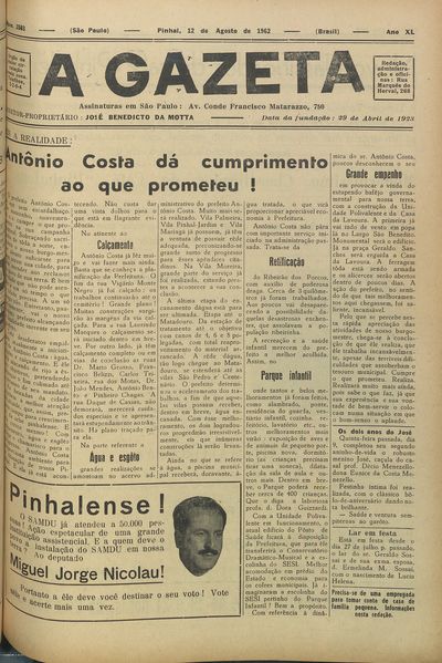 Capa de um dos jornais.