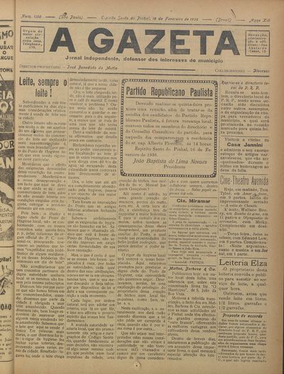 Capa de um dos jornais.