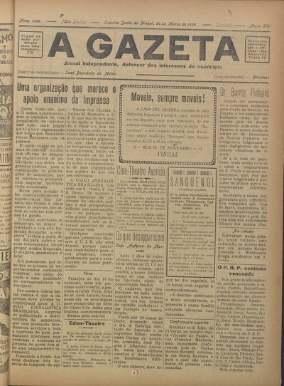 Capa de um dos jornais.