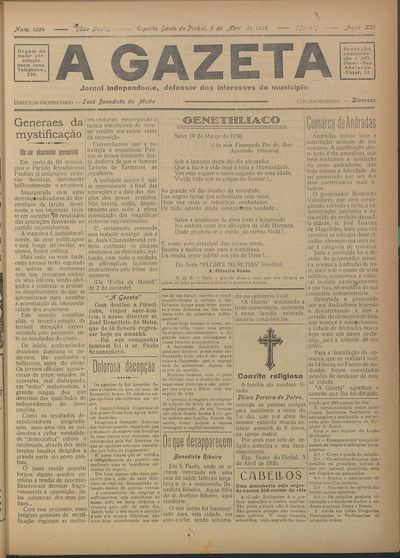 Capa de um dos jornais.