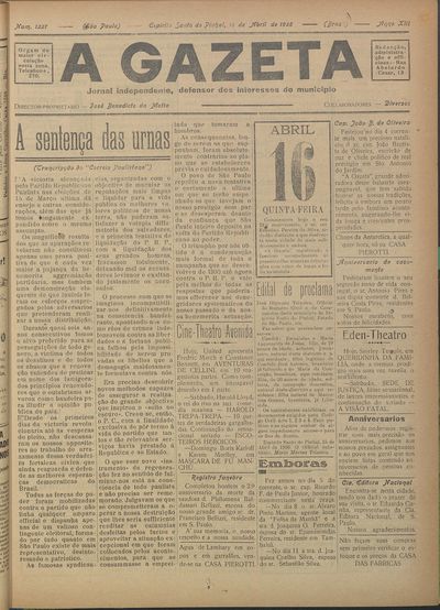 Capa de um dos jornais.