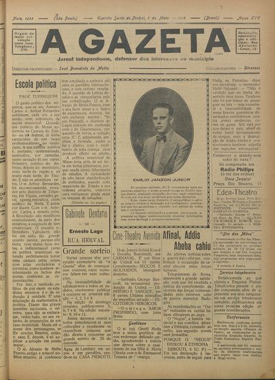 Capa de um dos jornais.