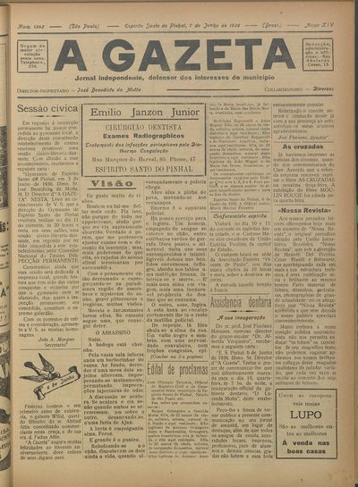 Capa de um dos jornais.
