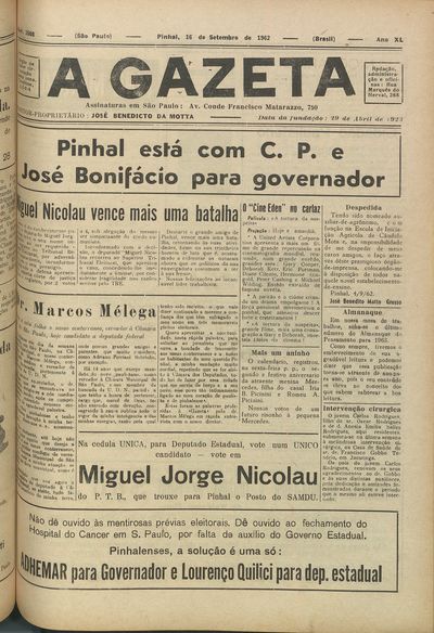 Capa de um dos jornais.