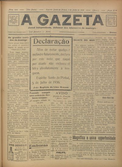 Capa de um dos jornais.
