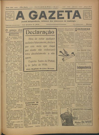 Capa de um dos jornais.