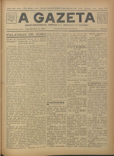 Capa de um dos jornais.