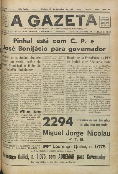 Capa de um dos jornais.