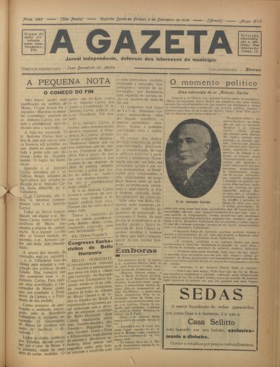 Capa de um dos jornais.