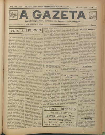 Capa de um dos jornais.
