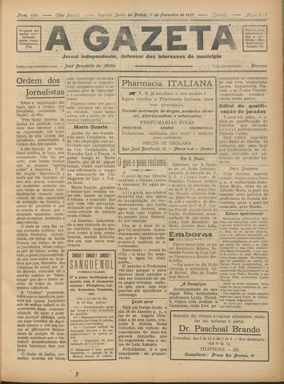 Capa de um dos jornais.