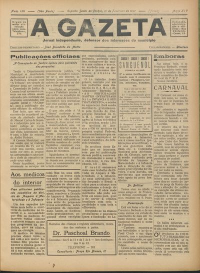 Capa de um dos jornais.
