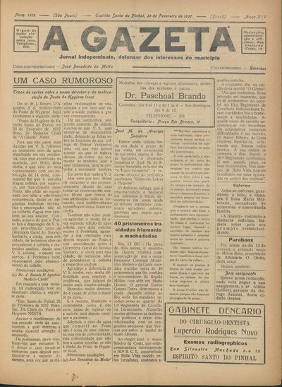Capa de um dos jornais.