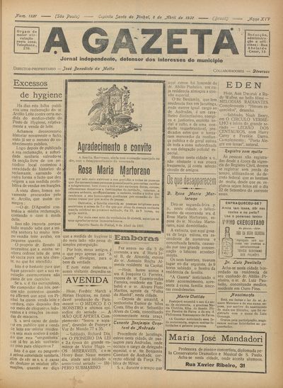 Capa de um dos jornais.