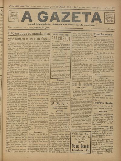Capa de um dos jornais.