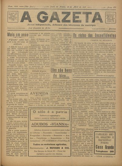 Capa de um dos jornais.