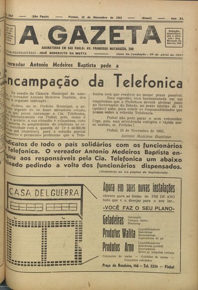Capa de um dos jornais.