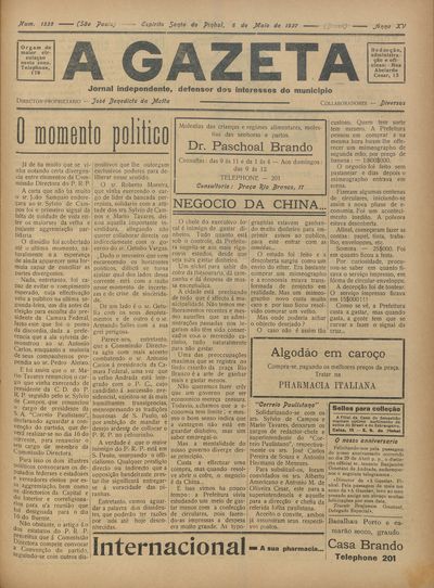 Capa de um dos jornais.