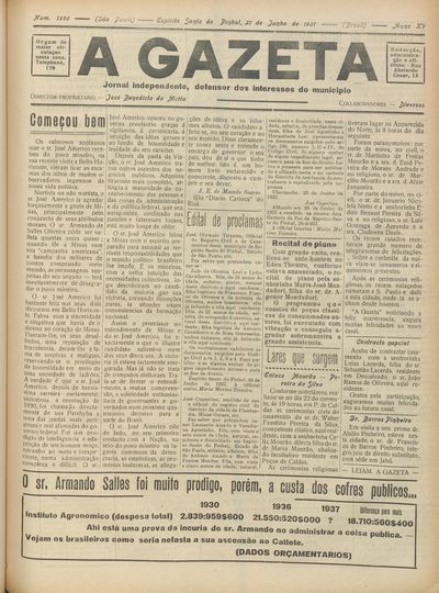 Capa de um dos jornais.
