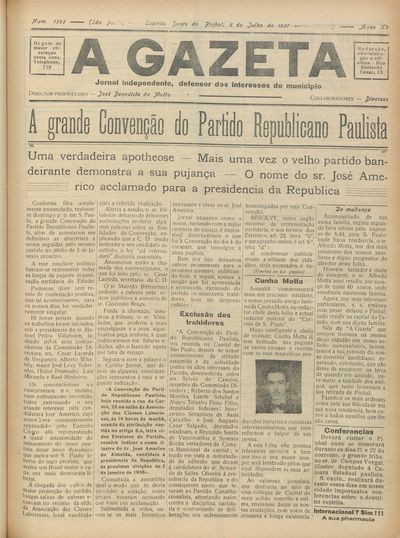 Capa de um dos jornais.